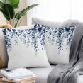 thumbnail image 2 of Throw Pillow Covers 16x16 Inch Set of 2, Blue Eucalyptus Waterproof Outdoor Pillow Covers, Weeping Botanical Leaf Watercolor Decorative Cushion Pillowcases for Couch, Sofa, Bed, Garden, Patio, 2 of 9
