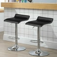 thumbnail image 3 of Gymax Ensemble de 2 Tabourets de Bar Pivotants en Cuir PU Chaises de Bar de Cuisine Réglables Noir, 3 of 7