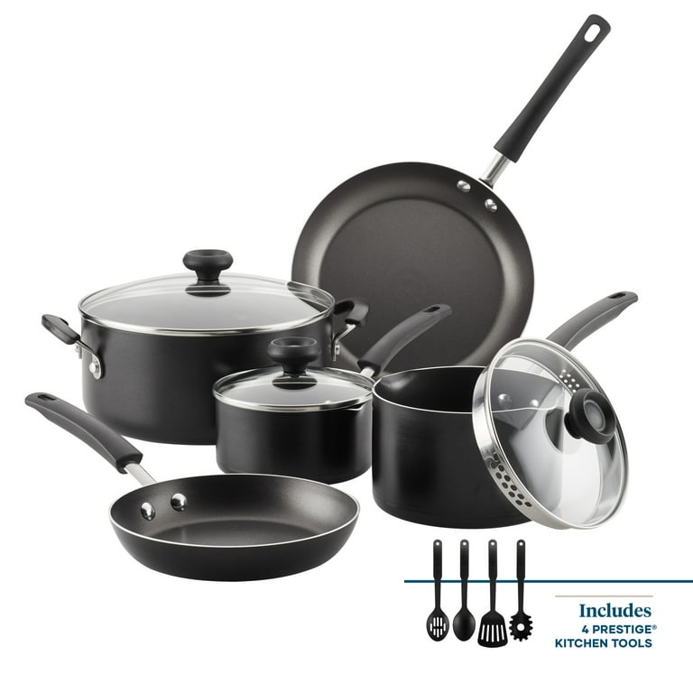 Farberware 12-Piece Easy Clean Nonstick Pots and Pans/Cookware Set, Black