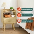 thumbnail image 3 of NightStand with Fabric Drawer, Mid Century Modern Bedside Table with Open Shelf, Wood End Side Table for Bedroom Living Room, Nature Wood, 3 of 7