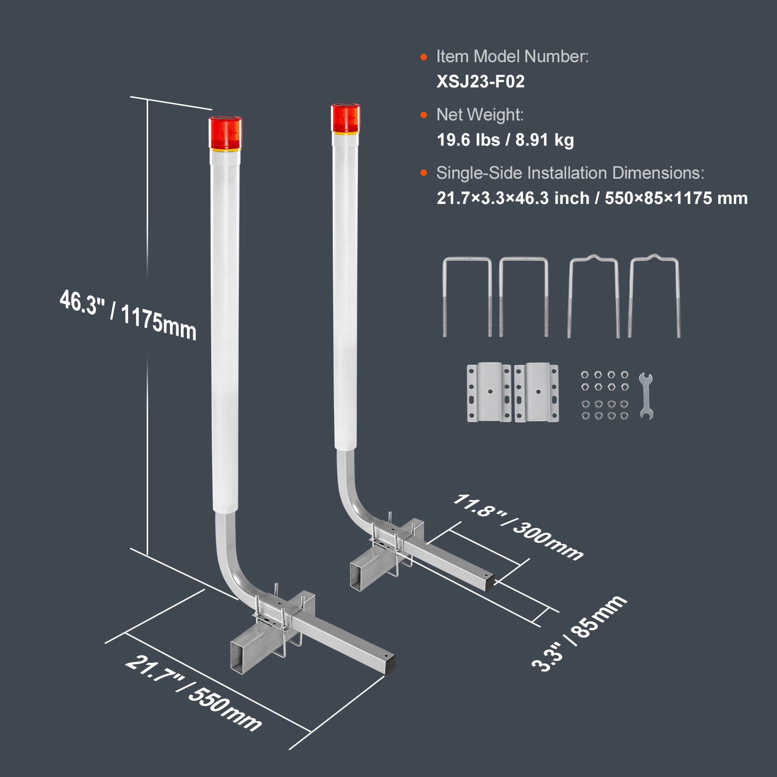 KFFKFF Marine Trailer Guide Set, 46” LED Illuminated Guide Poles, Pair of Galvanized Steel, Corrosion-Resistant, with PVC Covering, Suitable for Ski, Fishing, and Sailboat Trailers 2024