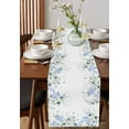 thumbnail image 3 of Table Runner Dresser Scarf 13 x 36 Inch Blue Hydrangea Country Eucalyptus Leaf Floral Table Runners Non-Slip Heat Kitchen Dining Table Decor for Indoor Outdoor Home Party Decoration, 3 of 7