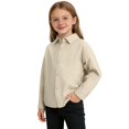 thumbnail image 3 of TIREOW Girls and Boys Corduroy Shirts Jackets Collared Button Front Solid Color Shirts Spring Autumn Casual Shirts Coat, 3 of 7