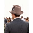 thumbnail image 3 of Gustave Felt Fedora Trilby Hat for Men Women Short Brim Vintage Jazz Panama Church Dress Hat with Feather Band - Khaki, 3 of 7
