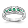 thumbnail image 6 of 14K White Gold Plated Diamond & Emerald Fancy Ring Size 7, 6 of 7