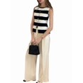thumbnail image 2 of Women's Tank Tops Striped Sleeveless Button Front Knit Vest Summer Open Cardigan Black XL, 2 of 9