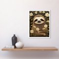 thumbnail image 2 of Sloth with Jasmine and Anemone Flowers Elegant Artwork Art Print Framed Poster Wall Decor 12x16 inch, 2 of 5