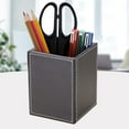 thumbnail image 3 of czcpp-PU Leather Square Pens Pencils Holder Desk Organizer Office Desk Accessories Container Box, 3 of 3