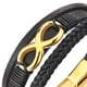thumbnail image 3 of 1 pulsera de cuero trenzado con número de amor infinito de tres filas (negro + dorado), 3 of 5