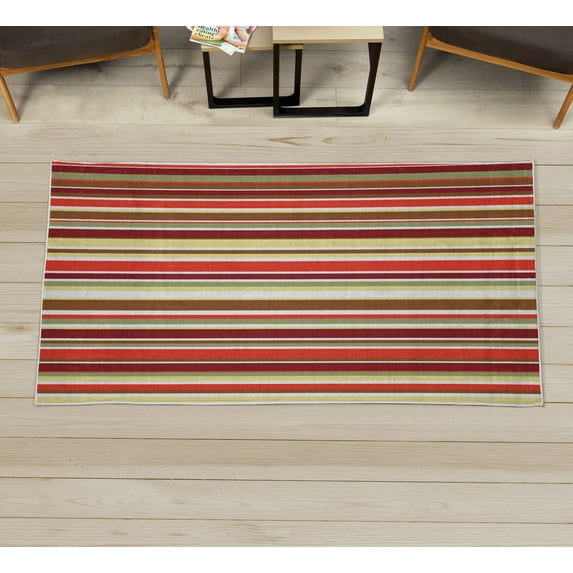 Pastel Decorative Rug, Vertically Striped Pattern Different Color Straight Lines Classic Old Fashioned, Quality Carpet for Bedroom Dorm and Living Room, 6 Sizes, Pastel Yellow, by Ambesonne
