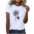 thumbnail image 2 of Blouses pour Femmes, Mode Féminine Imprimé Manches Courtes Blouse Drôle Col Rond T-Shirt Tops, 2 of 5