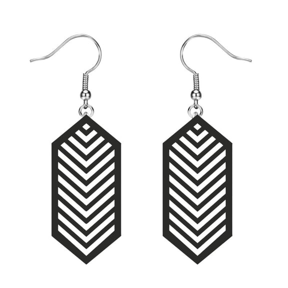 Boho Geometric Chevron Cutout Dangle Earrings for Women Lightweight Statement Drop Earrings Black Hollow Tribal Jewelry Gift