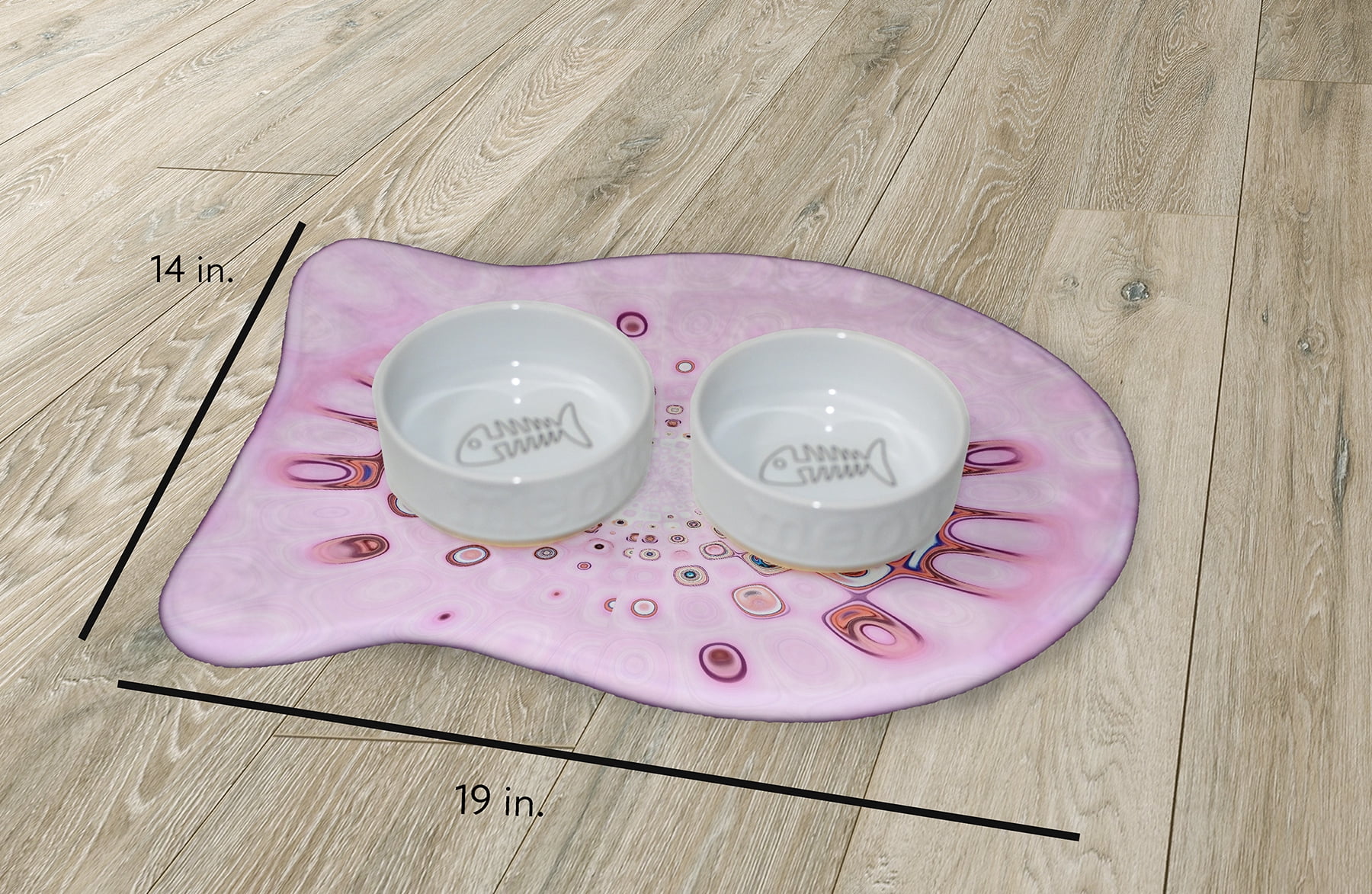 Simply Daisy Blush Puddle Fish Shape Pet Feeding Mat for Cats