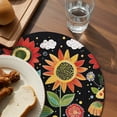 thumbnail image 4 of Round Placemats Sunflower Mushroom 15 inch Set of 4 Table Mats for Dining Table Colorful Spring Heat Resistant Non-Slip Kitchen & Home Decorative Place Mat Set, 4 of 8
