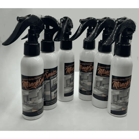 Antibacterial and Household Cleaner Strawberry Spring 4oz spray bottles 6 pack by Miracle Spritz