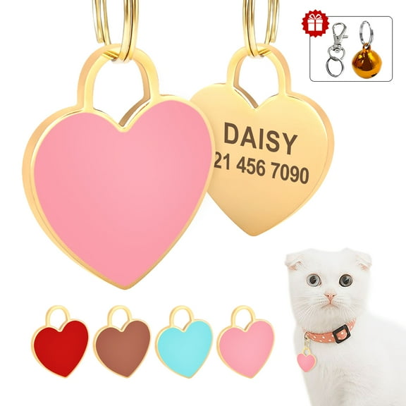 Pet Artist Cute Heart Shape Pet ID Name Tag Personalized Dog Cat Puppy Tags Stainless Steel