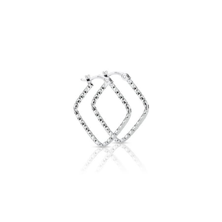 Tilo Jewelry 925 Sterling Silver Thin Hoop Earrings with Smooth Triangle Design Grooves for Women & Unisex