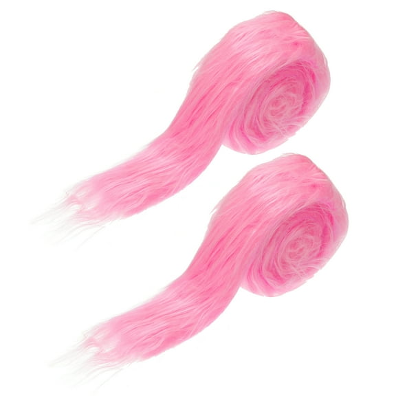 Uxcell 2 Pcs 59" x 2" Plush Faux Fur Fabric Precut Strips, Pink