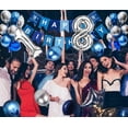 thumbnail image 4 of KISPATTI 18th Birthday Decorations for Men and Women, Navy Blue and Silver Balloon Set with Banner, Confetti Number 18 Foil Balloons, Tablecloth and Cake Toppe, 4 of 6