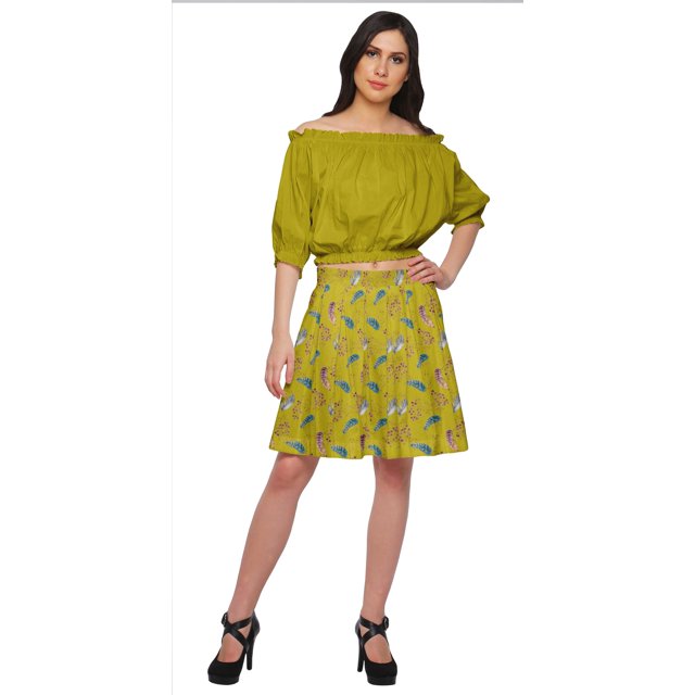 Moomaya Jupes Imprimées pour Femmes Jupe Courte en Coton d'Été Vêtements