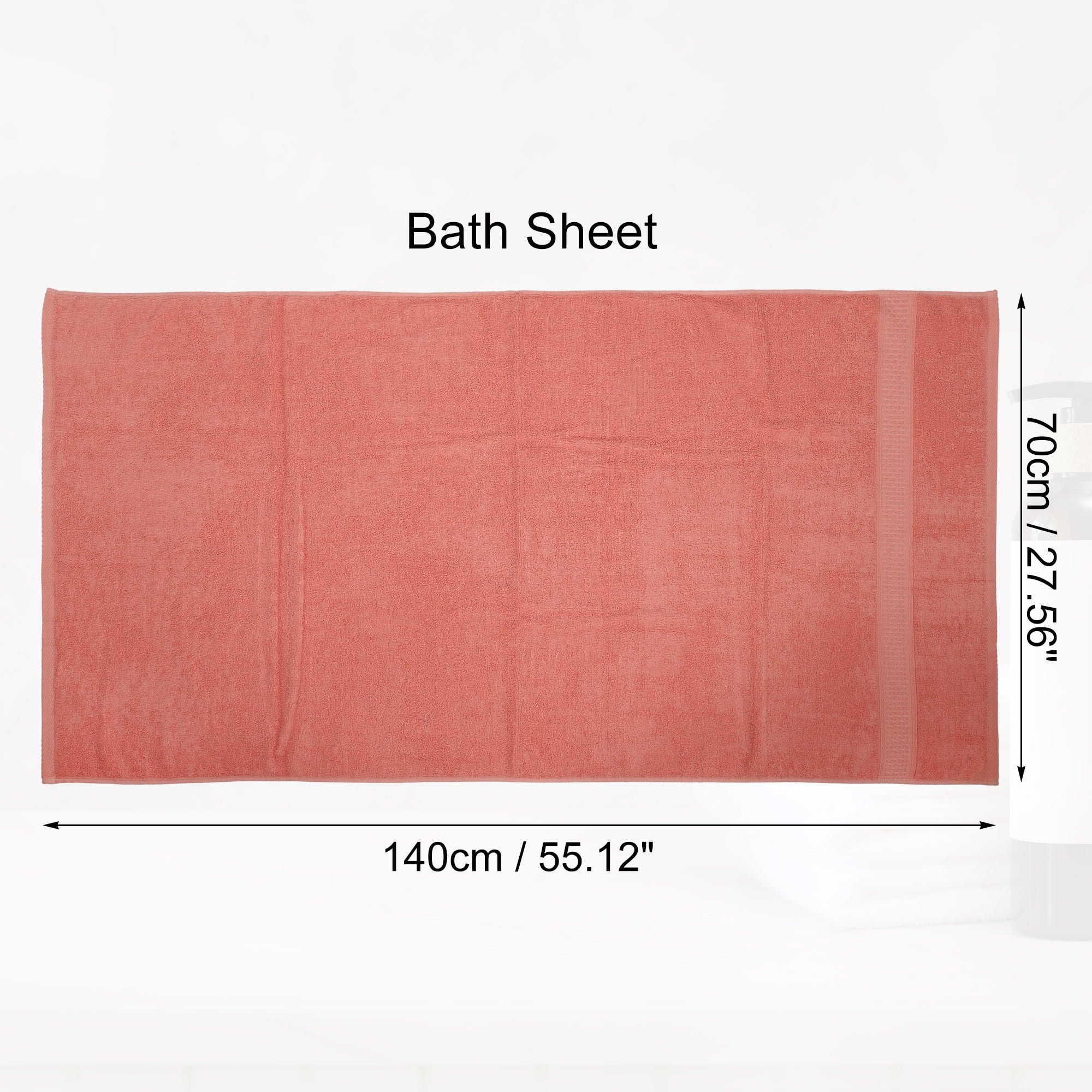 Unique Bargains 1 Pcs Cotton Bath Towel Plain Soft Absorbent Red