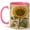 Pink, variant on Vintage Sunflower Coffee Mug, Botanical Yellow Flower Illustration Design, 11 oz Ceramic Cup