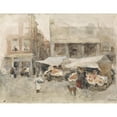 thumbnail image 2 of George Hendrik Breitner 14x12 Gold Ornate Wood Frame and Double Matted Museum Art Print Titled - Market with Flower Stalls (1874 - 1925), 2 of 4