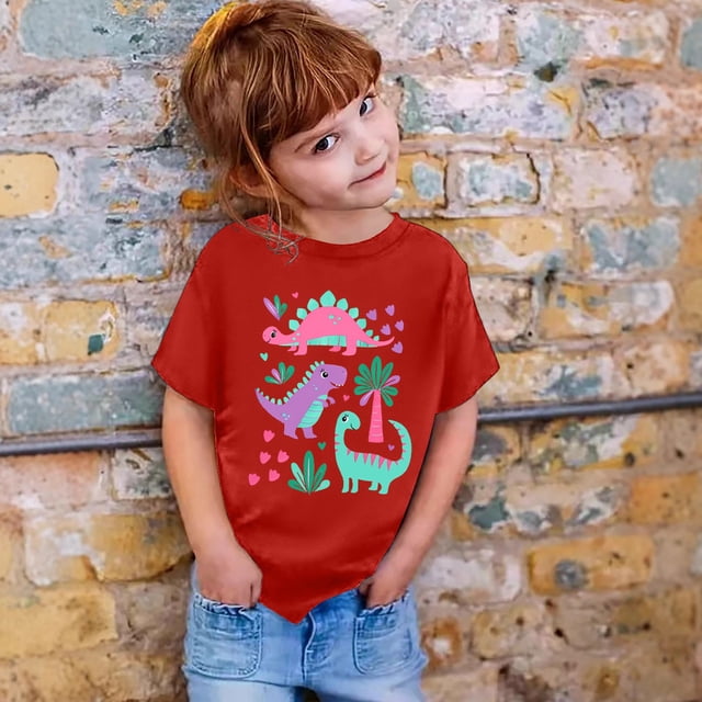 Chemises pour Filles Imprimé Manches Courtes Col Rond Hauts d'Été pour Filles Vêtements Filles Taille 10-11 Ans Mode Filles