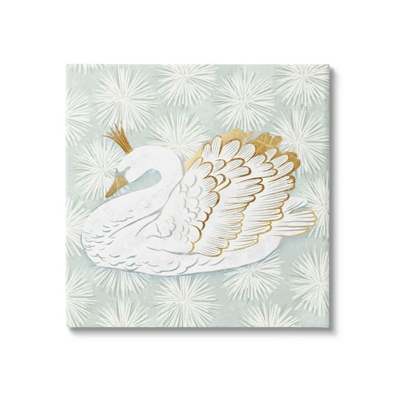 Winter Holiday Swan Pattern Holiday Graphic Art Gallery Wrapped Canvas Print Wall Art