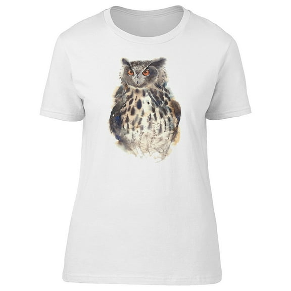 Cute Grunge Watercolor Owl Tee Women's -Image by Shutterstock