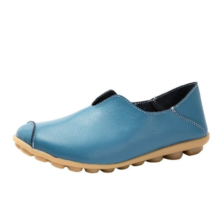 

Huesdet Women s Loafers Flats Slip On Walking Shoes Comfortable Casual Dressy Loafer Lightweight Breathable Ladies Flats(Blue 6.5)