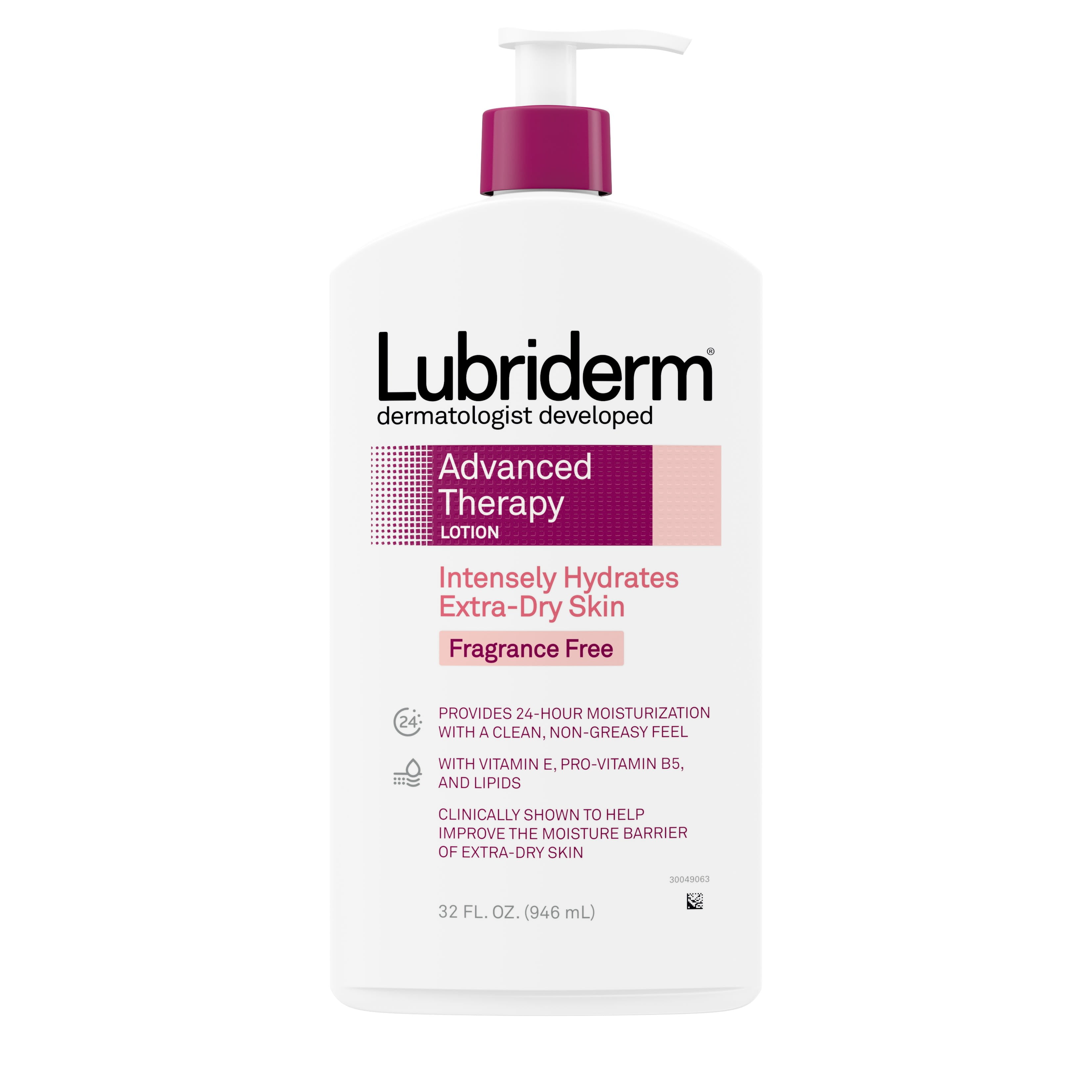 Lubriderm Advanced Therapy FragranceFree Lotion, Vitamin E, 32 fl. oz