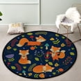 thumbnail image 2 of FREEAM Kids Round Nursery Area Rug Cute Foxes Wild Floral 4 Ft Non Skid for Children's Bedroom Playing Room, 2 of 6