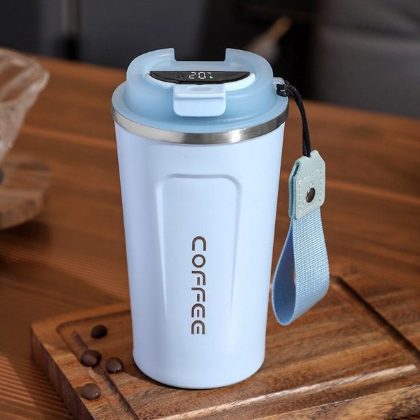 Taza de café de acero inoxidable 304, termo inteligente con medición de temperatura, taza de agua para exteriores para mujer, taza portátil para automóvil