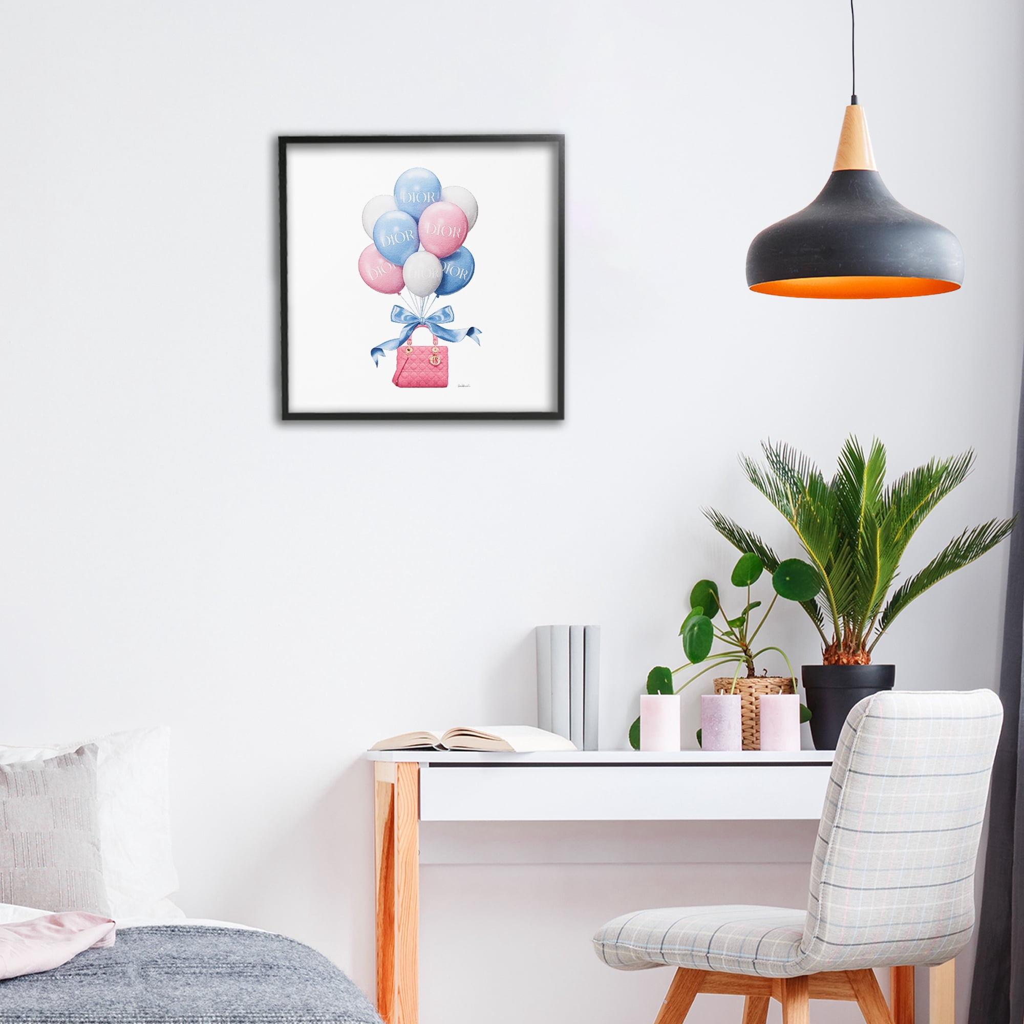 Stupell Industries Pink & Blue Handbag Balloons Black Framed Giclee Art, design by Amanda Greenwood
