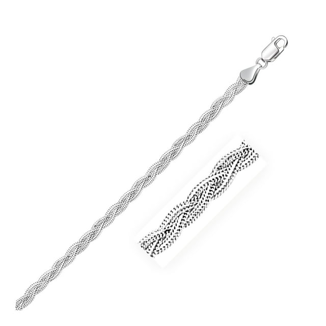 3.5mm 14k White Braided Foxtail Anklet 10 in