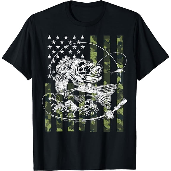 Camouflage American Flag Fishing Gifts For Men Women T-Shirt Unisex S-5XL Hot Trending Shirt, Vintage Birthday Gift