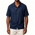 thumbnail image 6 of UVEASISHA Denim Shirt Men Short Sleeve Button Down Mens Shirts Check Pocket Casual Western Cowboy Shirts Vintage Washed Travel Shirt Navy 5XL, 6 of 7