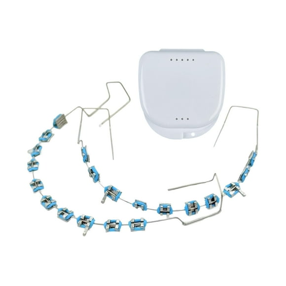 Decoraciones de dientes temporales Brace de moda para estudiantes con práctica de caja de almacenamiento azul claro