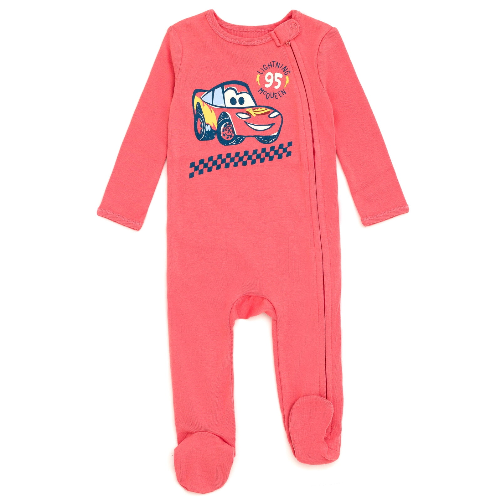 Disney Cars Baby Boys' 2-Pack Footed One-Piece Sleep N' Play McQueen Coral White
