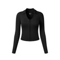 thumbnail image 4 of OQQ Womens 1 Piece Long Sleeve Shirts Zipper Fashion Sexy Basic Tops Fitted Tee Shirts, 4 of 7