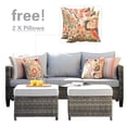 thumbnail image 2 of Ovios 3-Piece Outdoor Furniture Set All-Weather Wicker Patio Sofa with Cushions for Conversations, 2 of 5