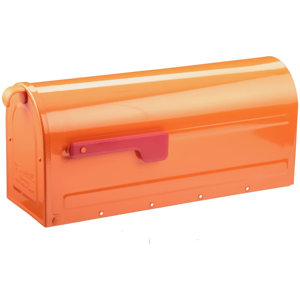 Architectural Mailboxes® Orange Post Mount Mailbox with Red Flag