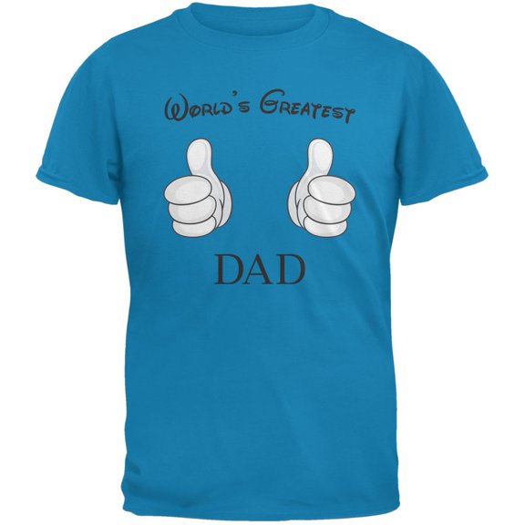 Father's Day - World's Greatest Dad Cartoon Sapphire Blue Adult T-Shirt - Medium