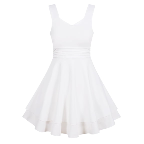 Aideaone Girls Sleeveless Square Neck Dress Ruched Waist A Line Church Party Style for Tweens Teens 7-16