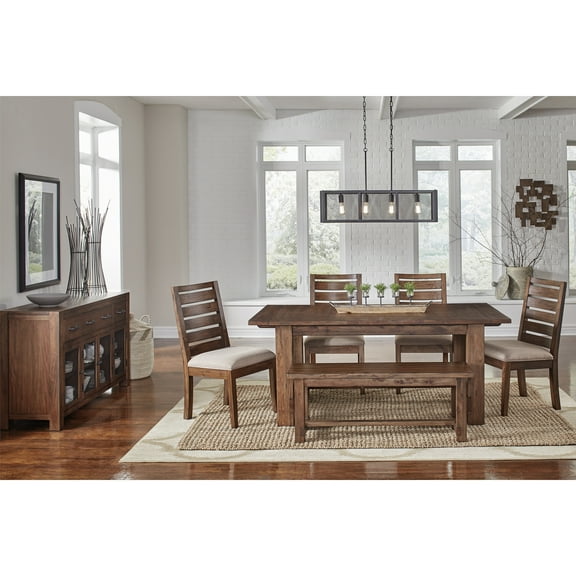 A-America Anacortes 69" Solid Wood Trestle Table with Extension Leaf in Mahogany