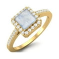 thumbnail image 2 of 6 MM Square Shape Moonstone Halo Accent 925 Sterling Silver Gold Vemreil Women Wedding Mother's Day Gift Ring, 2 of 3