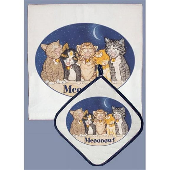 Pipsqueak Productions DP457 Cat Dish Towel And Pot Holder Set