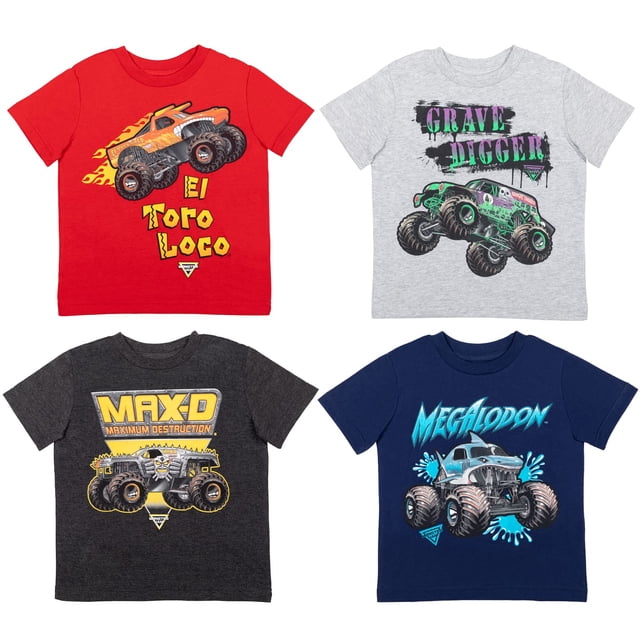 Camiseta Monster Jam El Toro Loco Grave Digger Megalodon 6 Years
