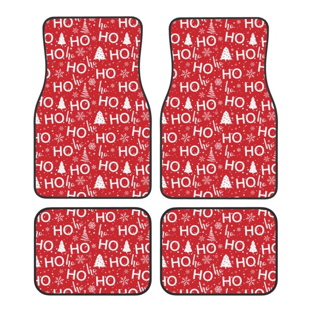 Fotbe Christmas Hohoho Juego de 4 Tapetes para Auto con Estampado – Alfombrillas de Goma Reforzada, Diseño Antideslizante, Protección para Todo el Año – Vehículos, Autos, Camionetas y SUVs